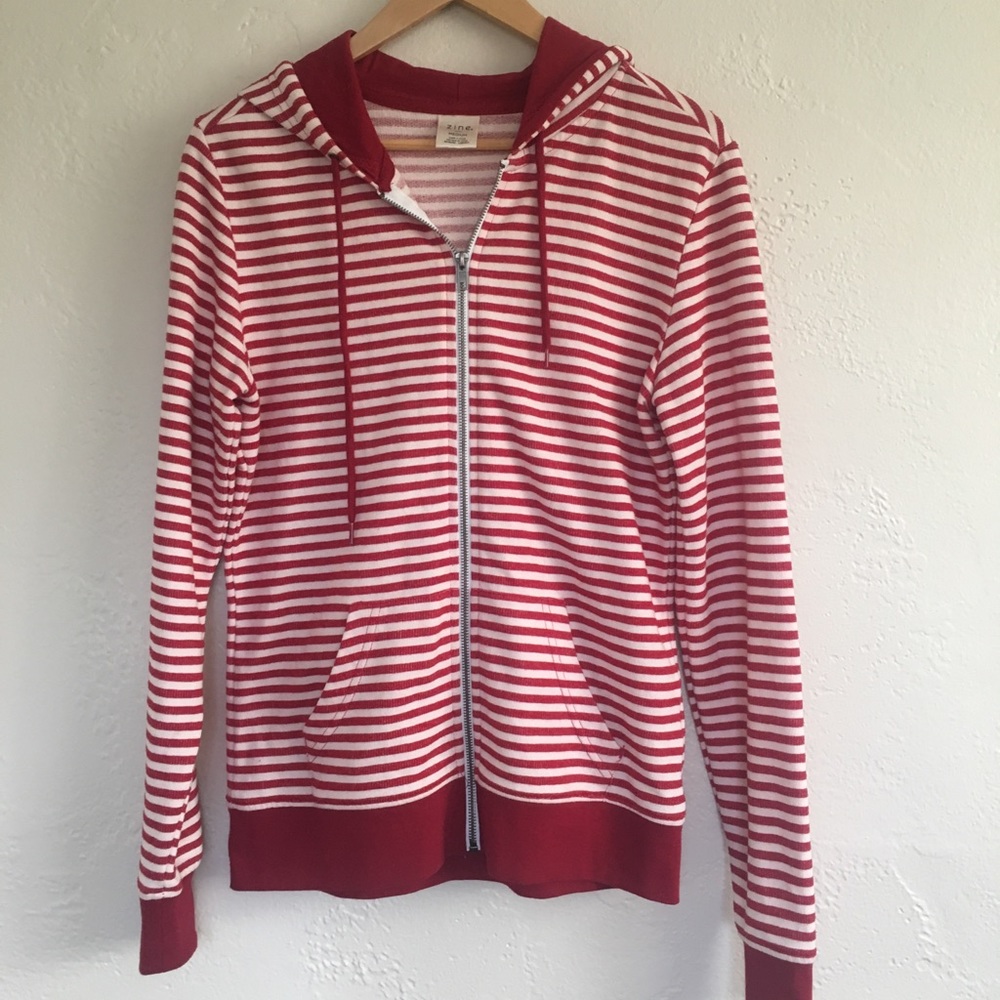 Red & white striped hoodie